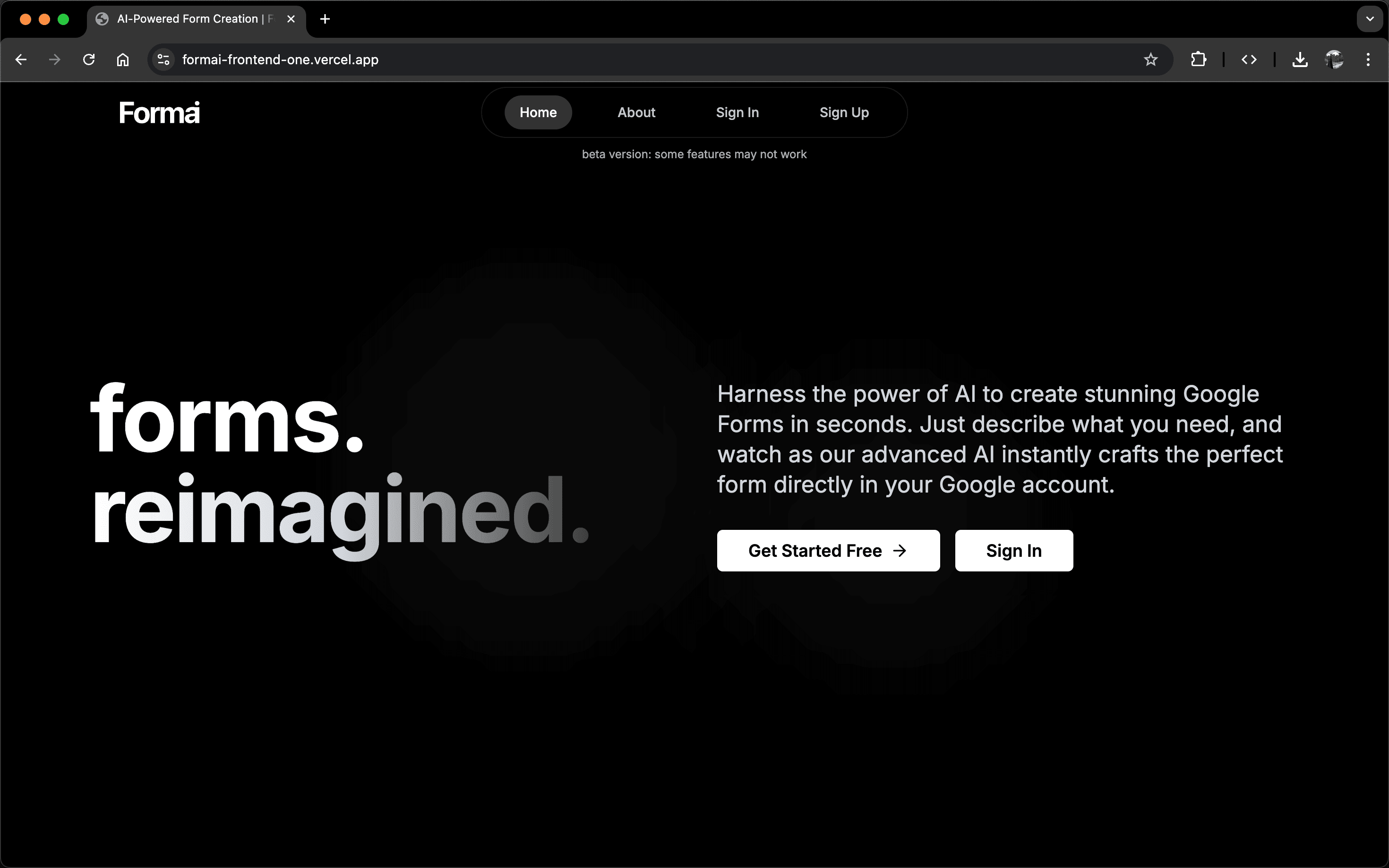 Formai AI-Powered Form Generator Screenshot